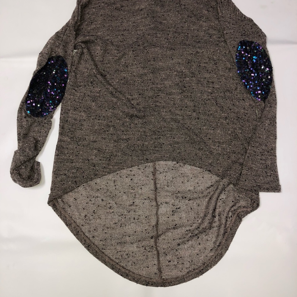 High low sequencing elbow patch sweater - Picture 2 of 4